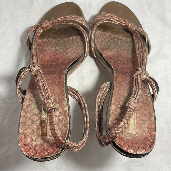 Michael Antonio Bronze Metalic Open toe knot slingback heels Size 9 - Picture 13 of 14